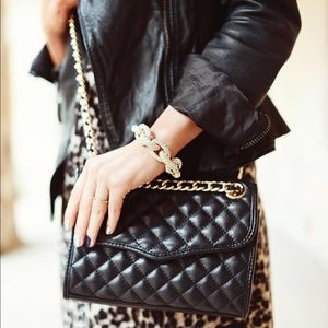 Rebecca Minkoff Black Quilted Leather Flap Bag Crossbody with Chain Chanel Like
